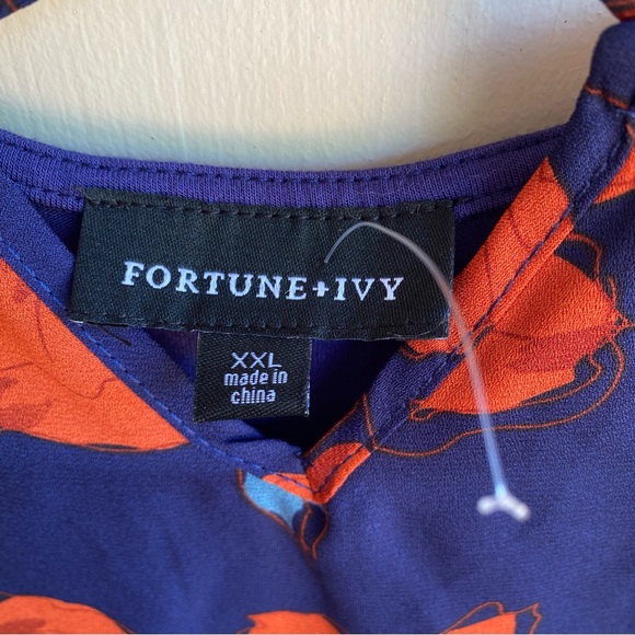 Orange and Blue  Tank Top with Criss-Cross Front Detail - Picture 2 of 8